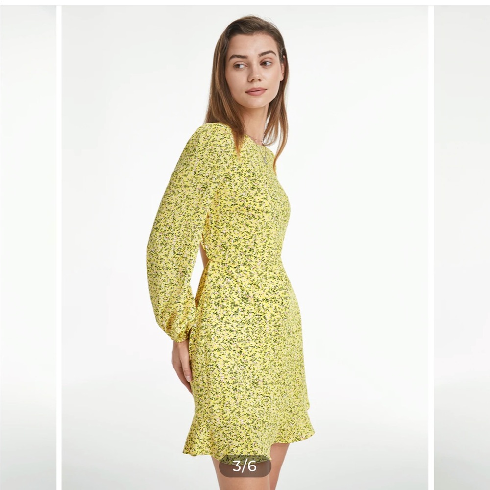 Commense Yellow Puff Sleeve Floral Dress - NWT